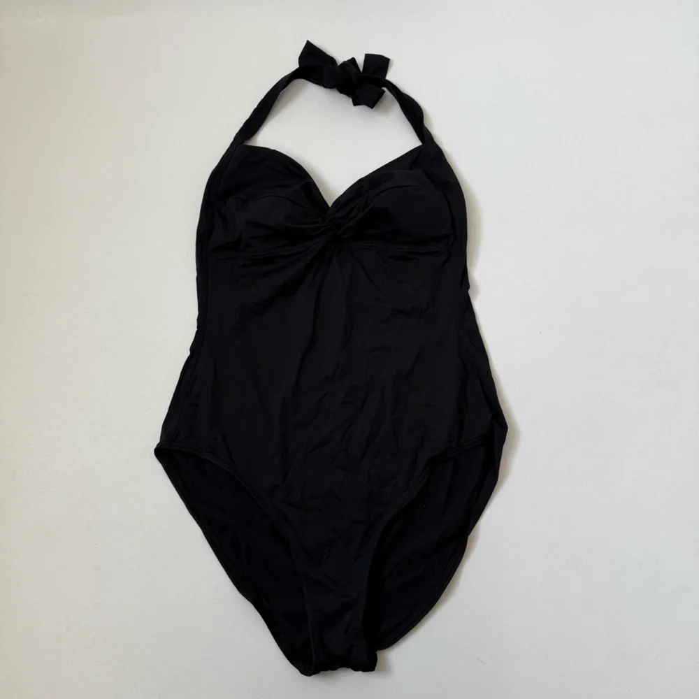 Tommy Bahama One Piece Black Bathing Suit Halter Top Style Womens Size 10